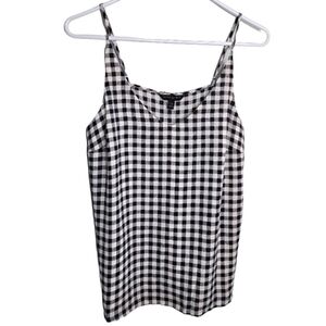 BANANA Republic Black & White Checkered Spaghetti Top Size Medium Petite NWT